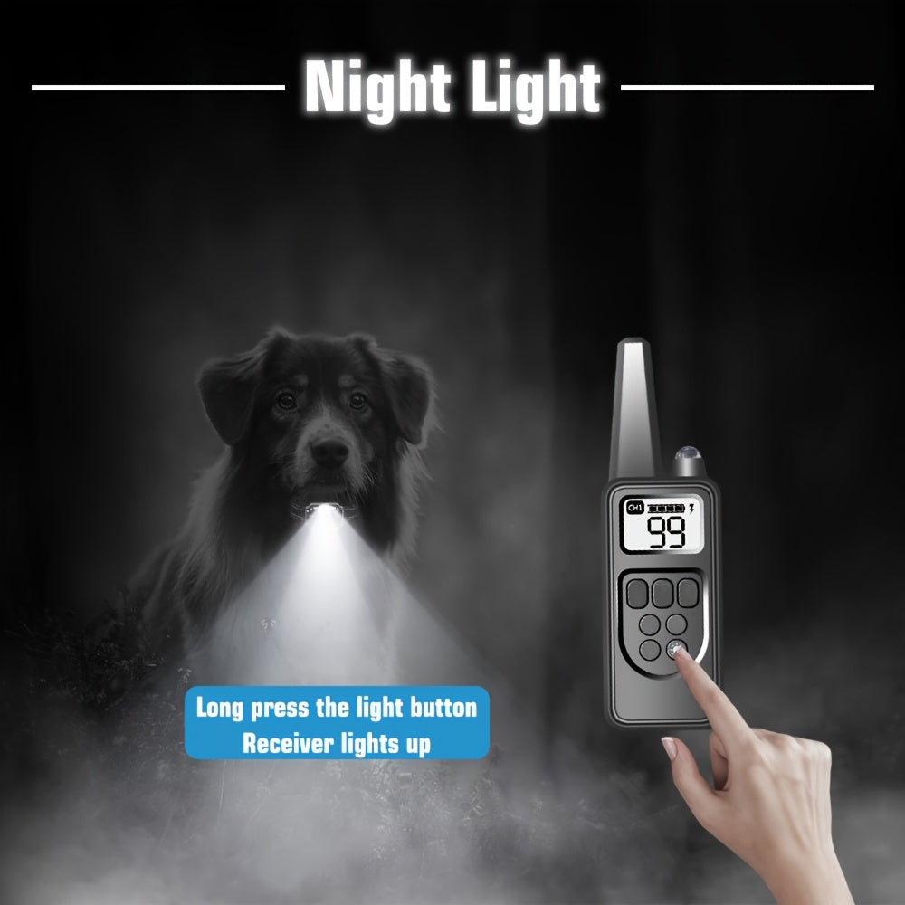 Dog Training Collar with LED Light Beep Vibration Shock Rechargeable for Medium to Large Dogs