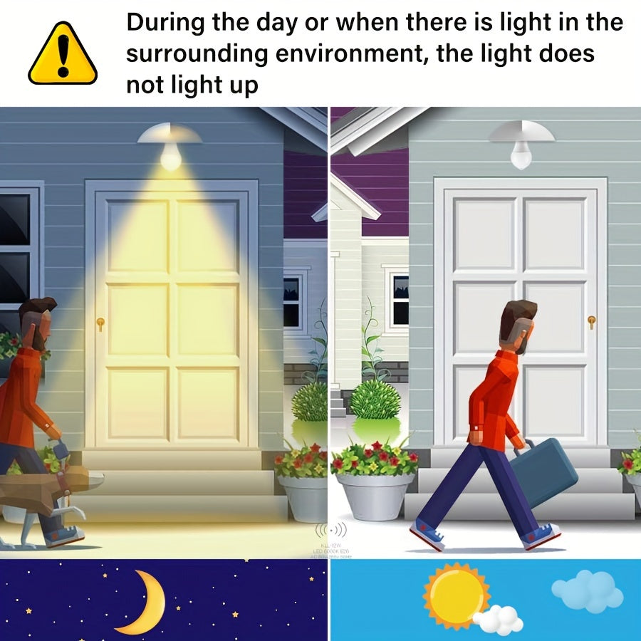 Motion Sensor LED Bulb 9W Dimmable 6000K White E26 800Lm Indoor Lighting