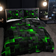 Grid Print Bedding Set 3-Piece Duvet Cover and Pillowcases for Bedroom or Guest Room