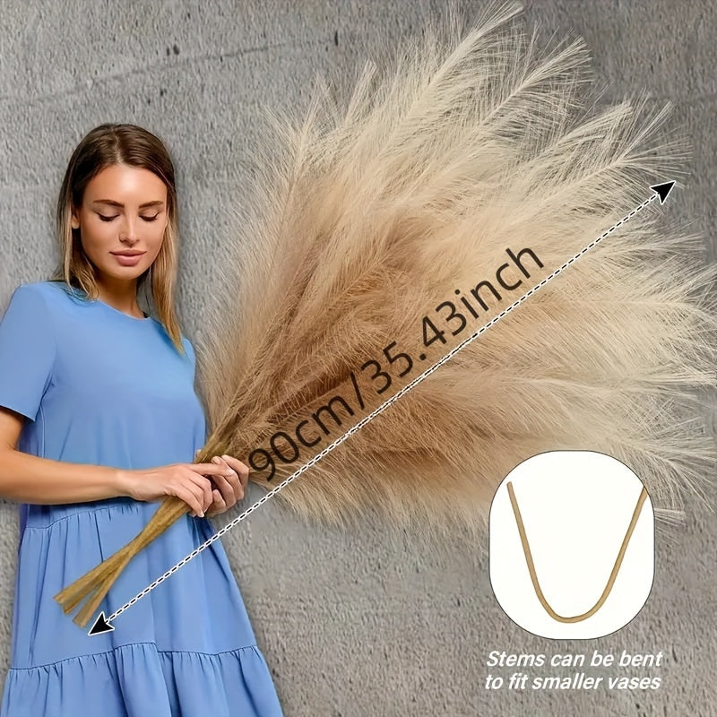 Lifelike Pampas Grass Decor Set 86cm Fluffy Faux Boho Home Wedding Accents