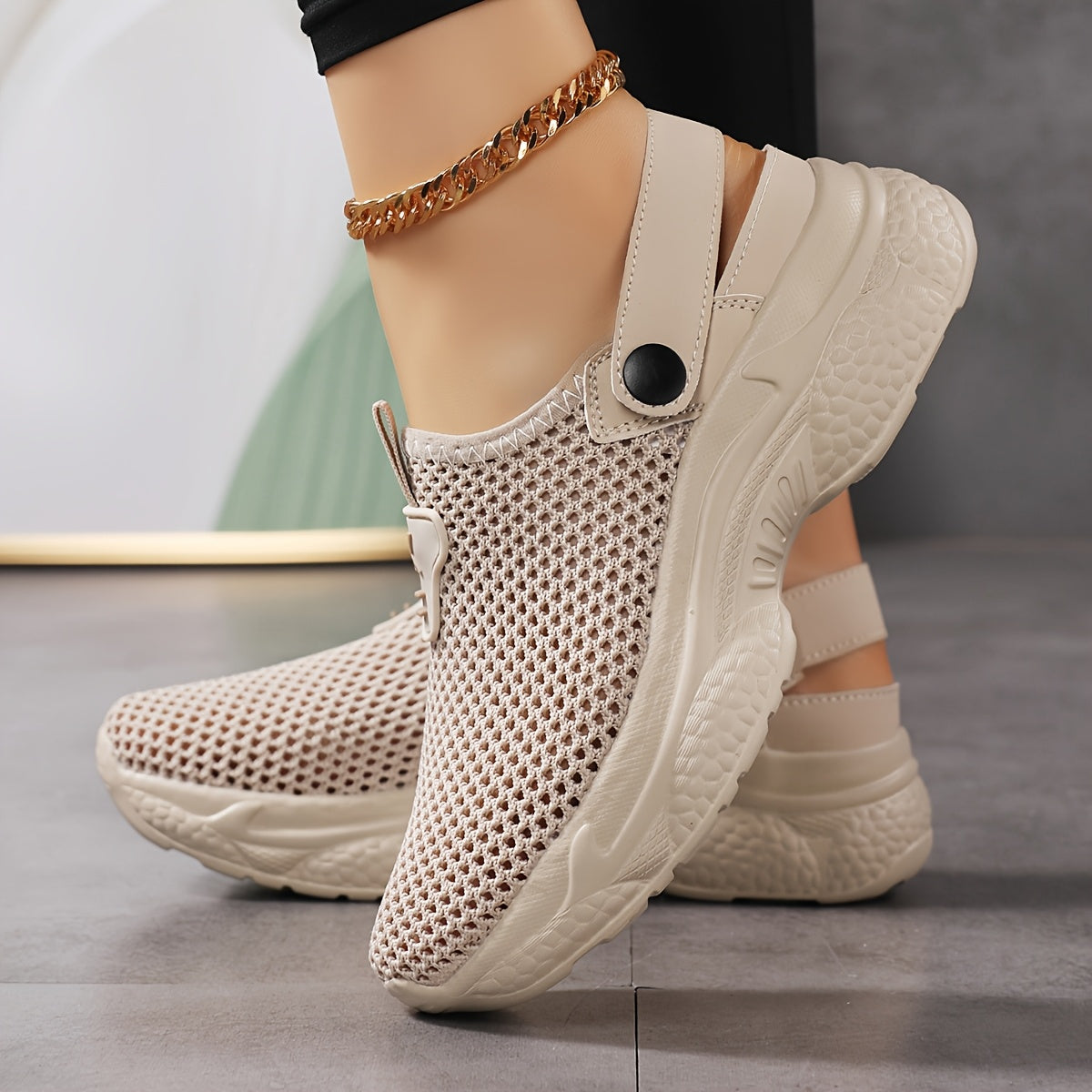 Women's Breathable Slip-On Casual Sneakers - Thick Cushioned Sole, All-Season Sizes 35-43