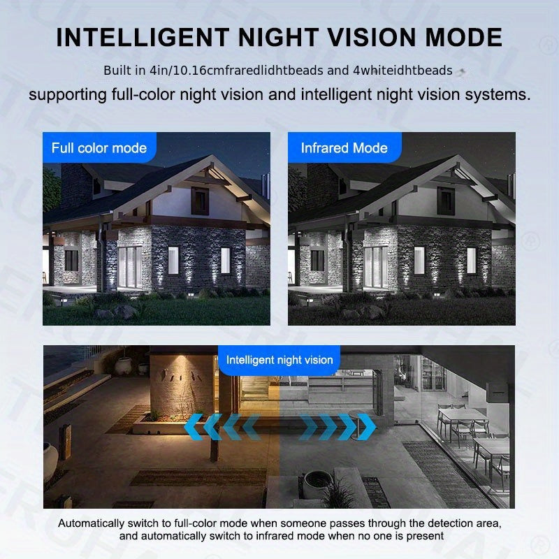 Uchastki bo'lmagan tashqi xavfsizlik kamerası 1080P To'liq HD 360 Grad Panoramik WiFi kuzatuvi