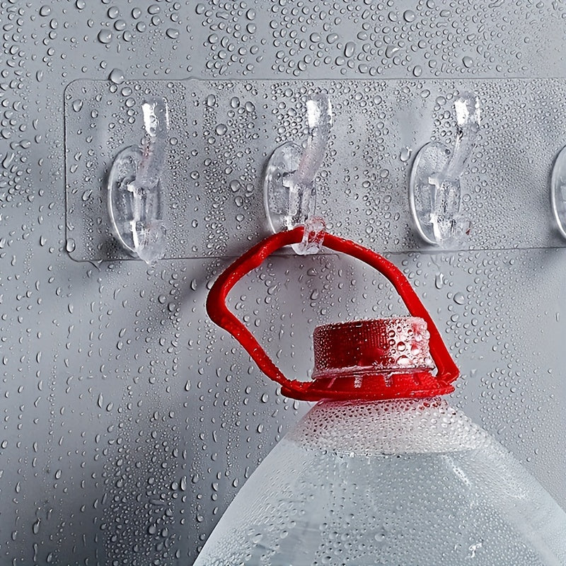 Juego de seis ganchos adhesivos transparentes para baño, impermeables y resistentes, dorados y plateados, soporte de almacenamiento detrás de la puerta