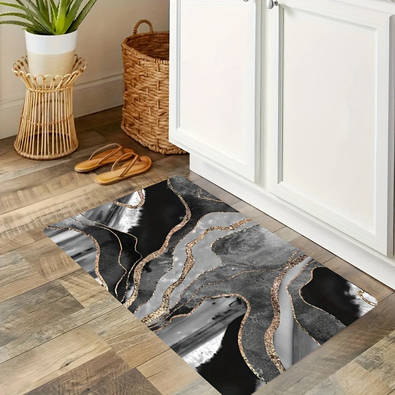 Gray and White Striped Area Rug Non-Slip Machine Washable Polyester for Living Room Bedroom