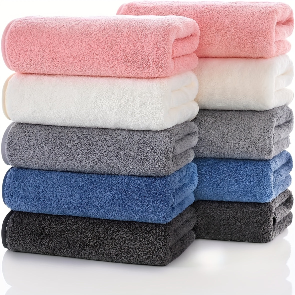 Juego de 10 toallas de mano de poliéster ultra suaves y absorbentes 35x74cm para baño gimnasio ducha spa