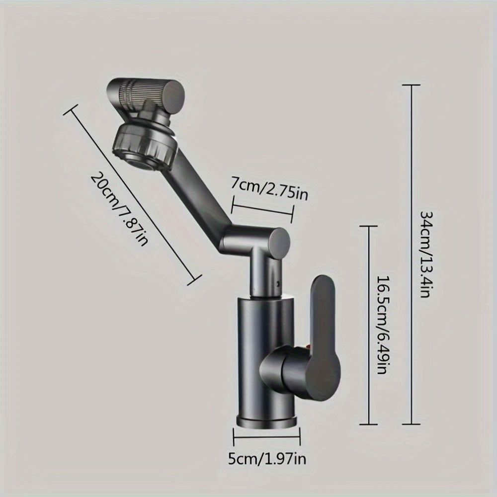 360° Rotating Kitchen Faucet Hot and Cold Water with Mechanical Arm Nozzle and ABS Adapter for RV Camper Travel Trailer