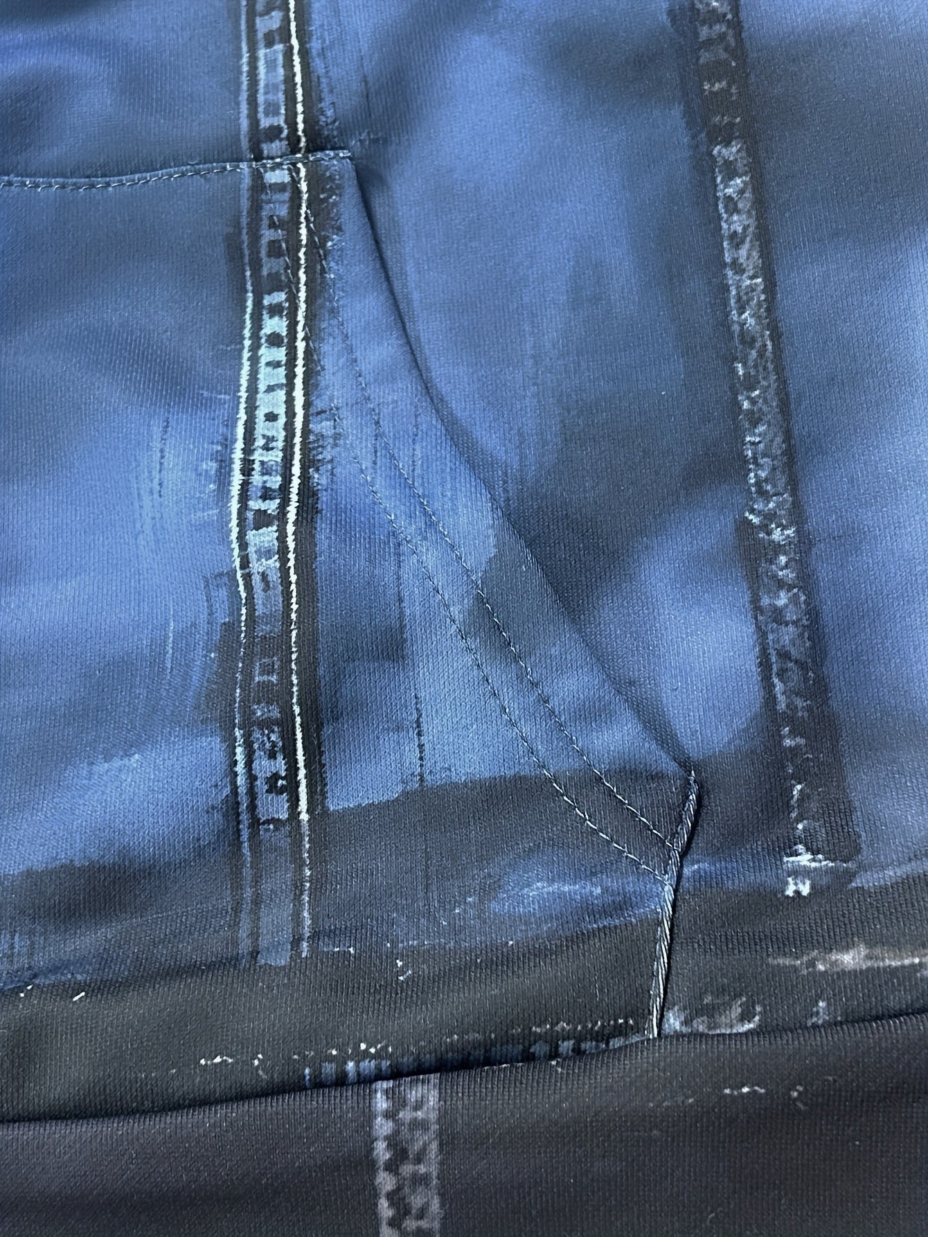 Plus Size Men's Hooded Jacket Digital Print Faux Denim Zipper Full Print Streetwear