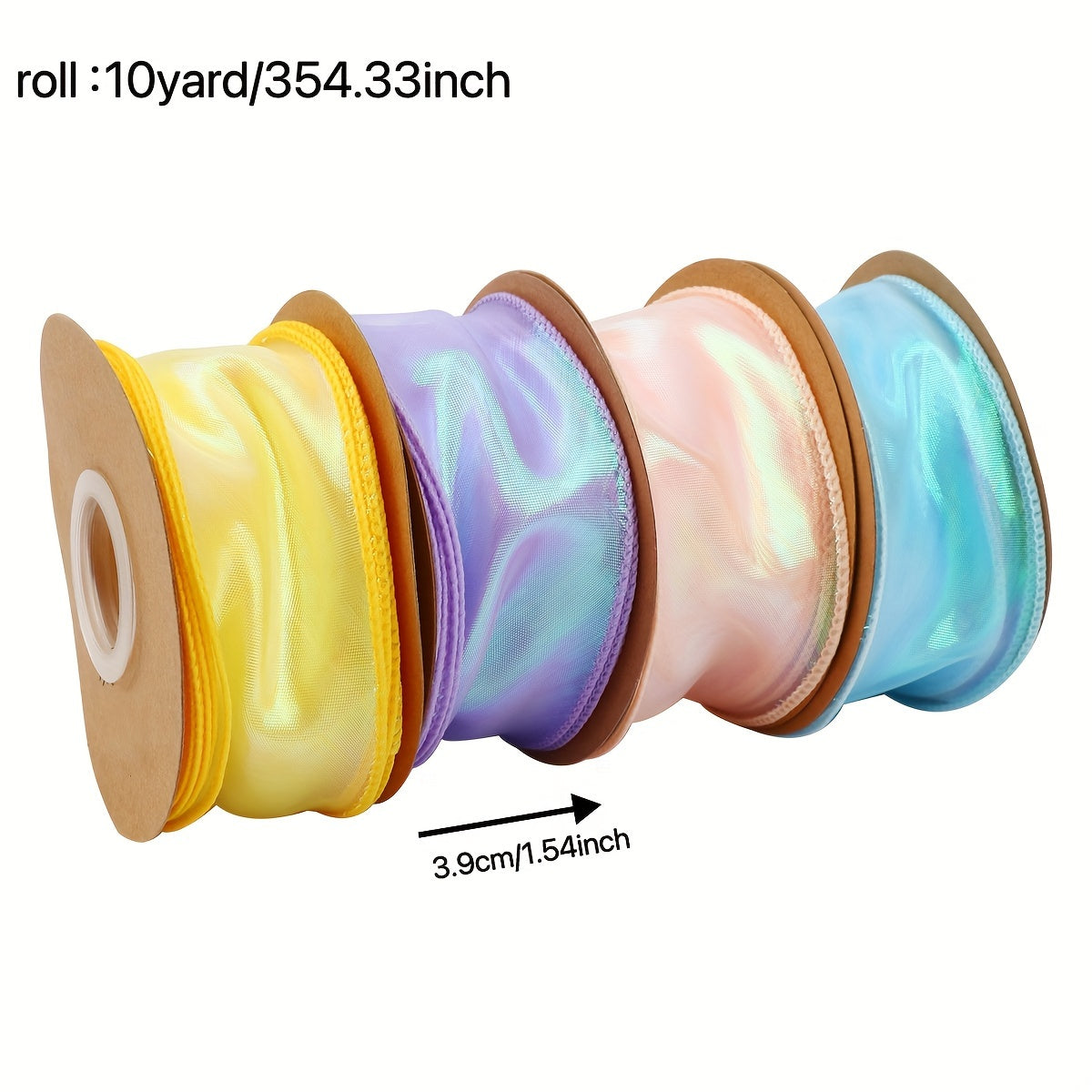 Iridescent Mermaid Tail Organza Ribbon 9.14m Holographic Wave Edge for Crafts Gifts