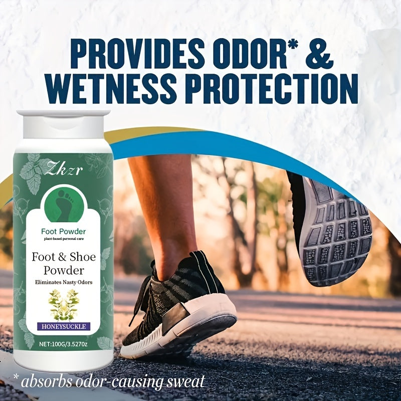 Пудра-дезодорант для ног и обуви с жимолостью, без спирта, с глицерином, гиалуроновой кислотой, устраняющая запахи, для зимы и осени