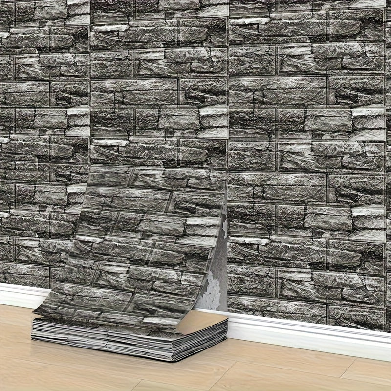 3D Foam Wall Sticker Self-Adhesive Tile Wallpaper 35cm x 5m for Home Decor in Living Room Kitchen Classroom