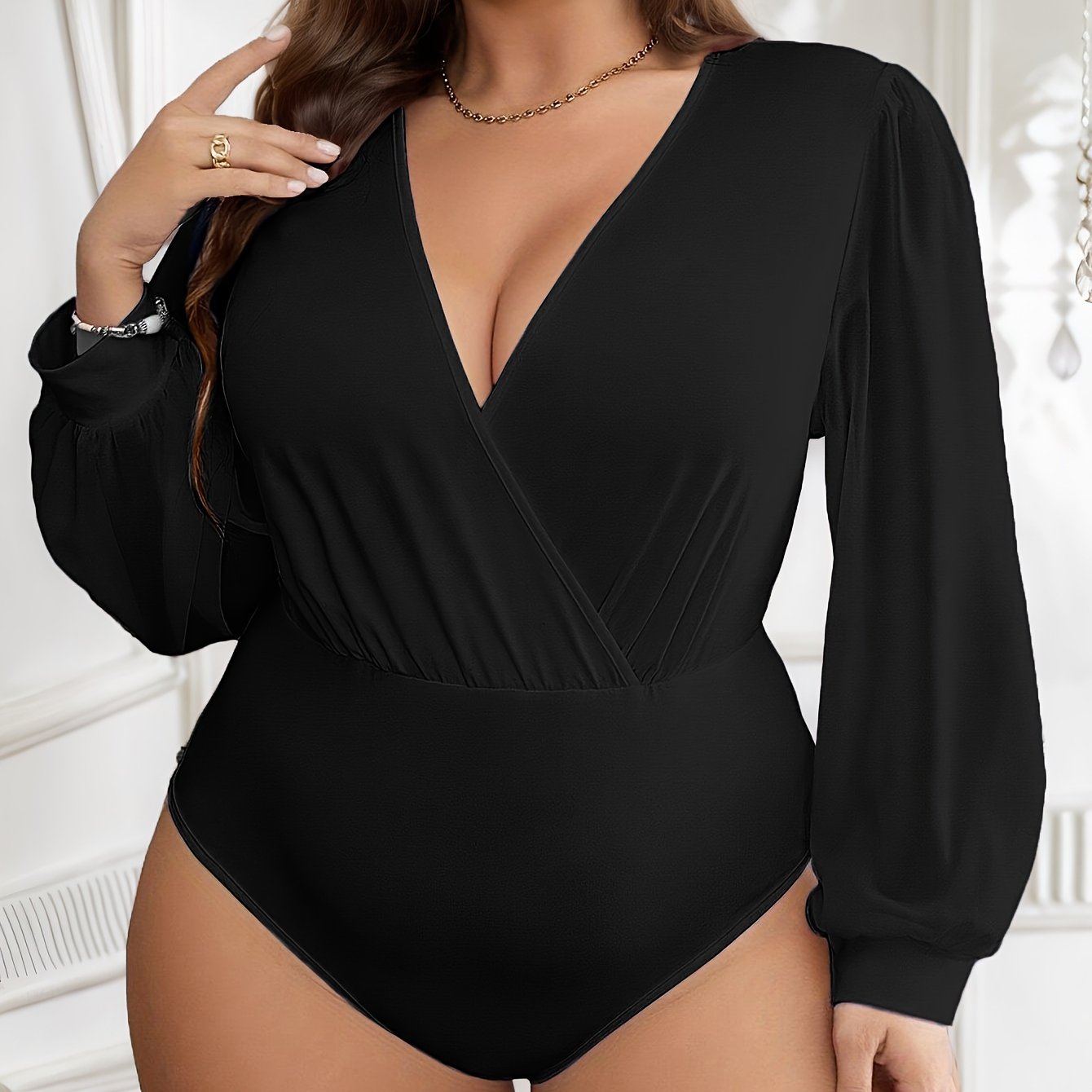 Women's V-Neck Long Sleeve Jumpsuit Solid Color Casual Formal Wear