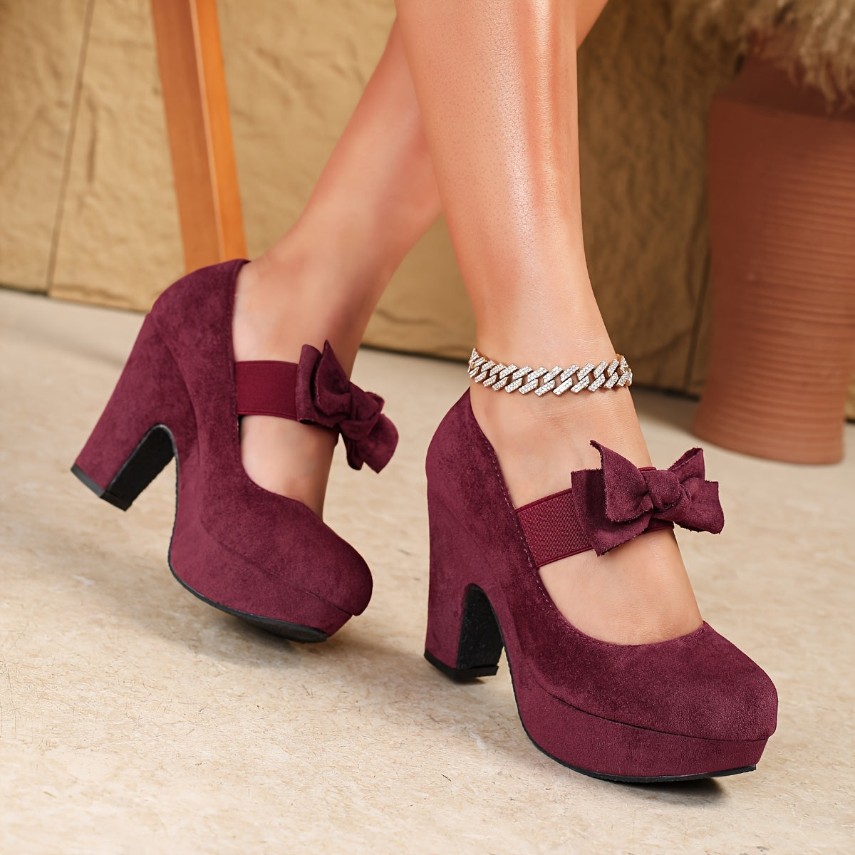 Women's Summer Fashion Bow High Heel Sandals Comfortable Thick Heel