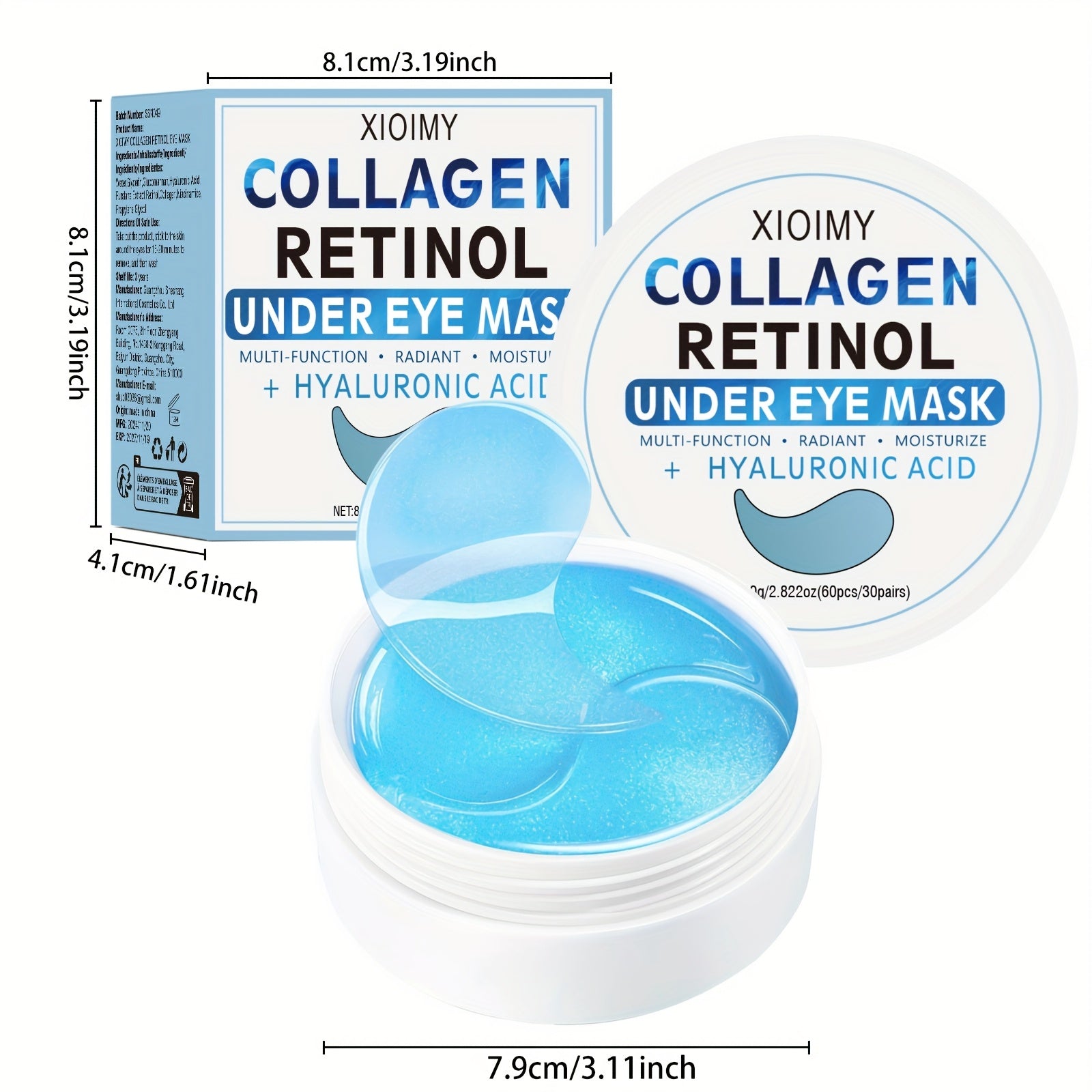 60pcs Collagen Retinol Hydrogel Eye Masks for Moisturizing Firming and Smoothing