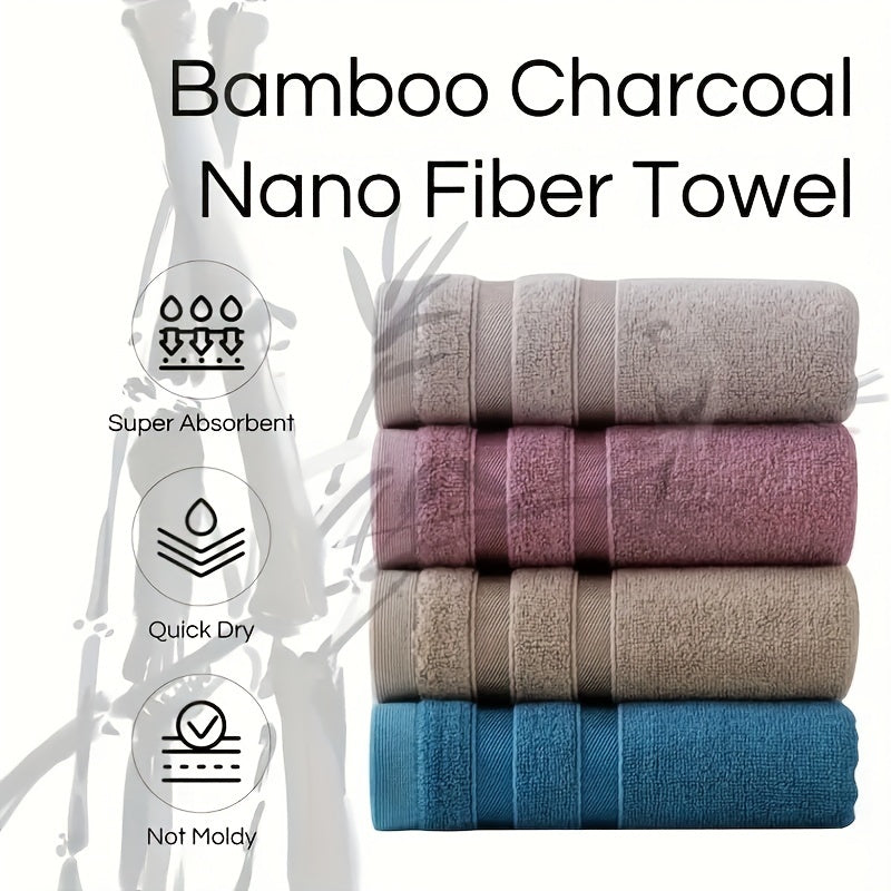 4-Pack Bamboo Hand Towels Soft Absorbent Skin-Friendly Bathroom Striped Space Theme