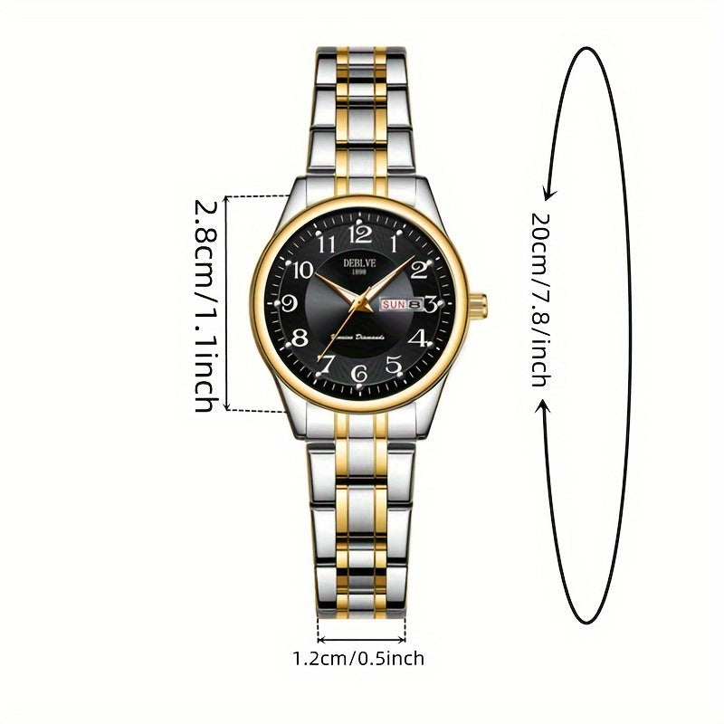 Women's Watch Ultra-Thin Steel Strap Quartz Luminous Week Calendar Light Luxury