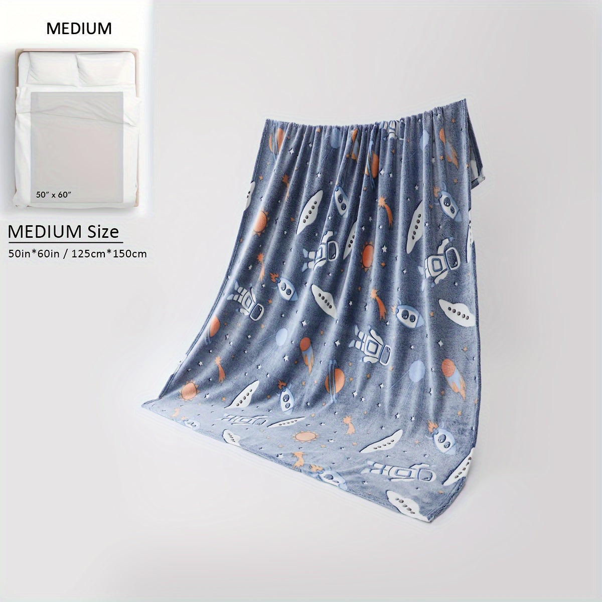 Glow in the Dark Flannel Fleece Blanket with Christmas Tree Print Cozy All-Season Home Decor