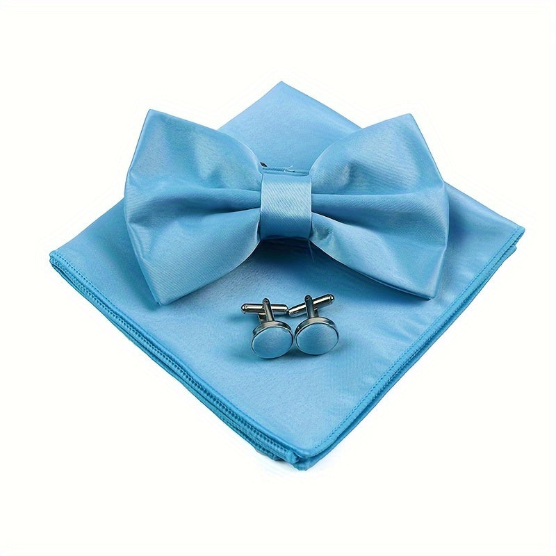 Мужской набор аксессуаров: квадратный шарф, бабочка, запонки, свадебный подарок