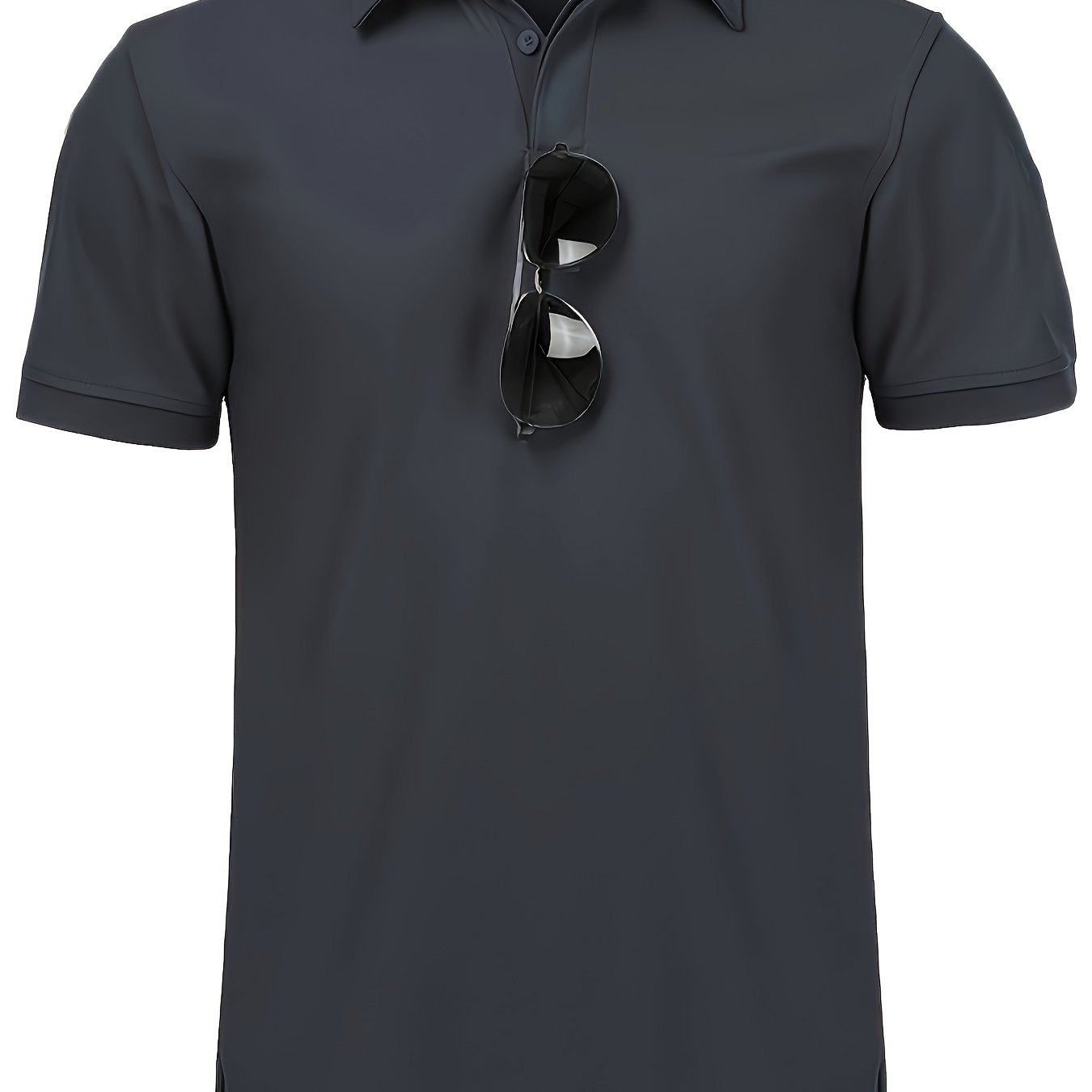 Men's Navy Blue Casual Shirt Short Sleeve Stretch Polyester Golf and Casual Wear