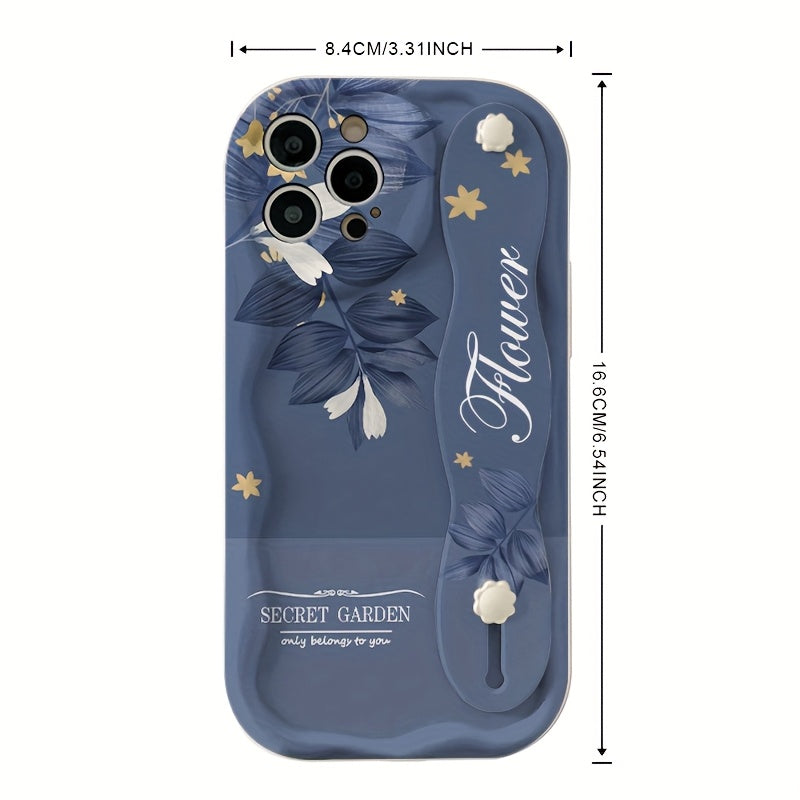 Funda de silicona con estampado de flores azul oscuro para Apple y Samsung Series