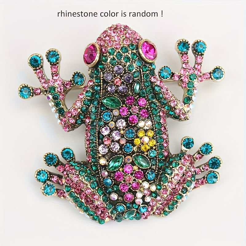 Heavy Industry Diamond-Encrusted Frog Brooch Retro Fashion Jewelry