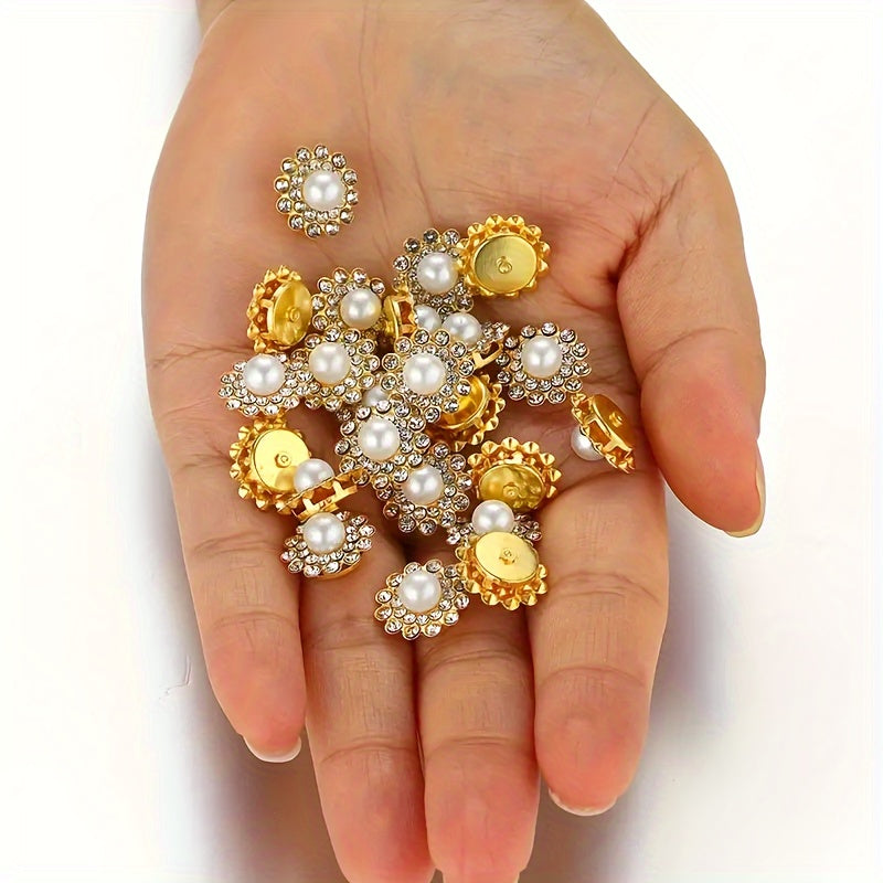 200 piezas de cuentas de flor de rhinestone y perlas con garras doradas para hacer joyería