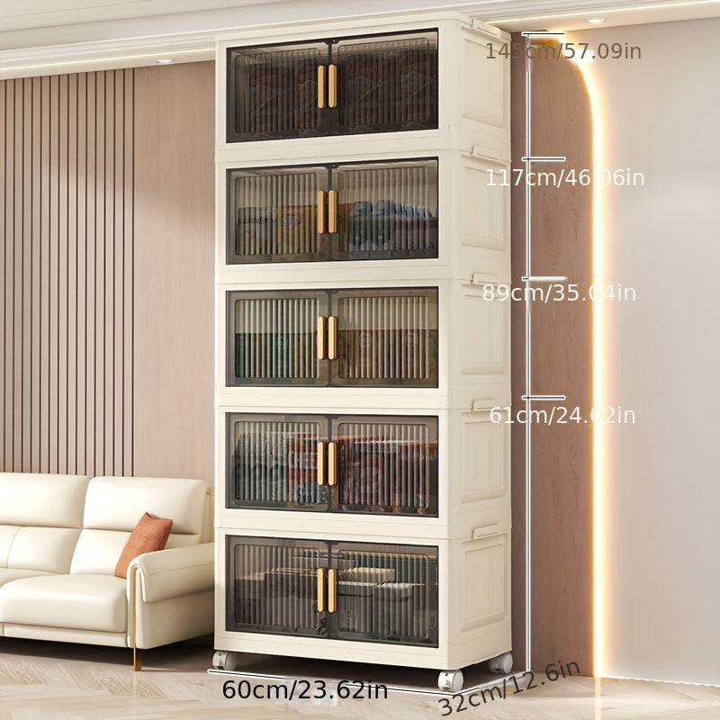 Foldable Plastic Storage Cabinet Multi-Layer Space-Saving Organizer for Home Desk Drawer