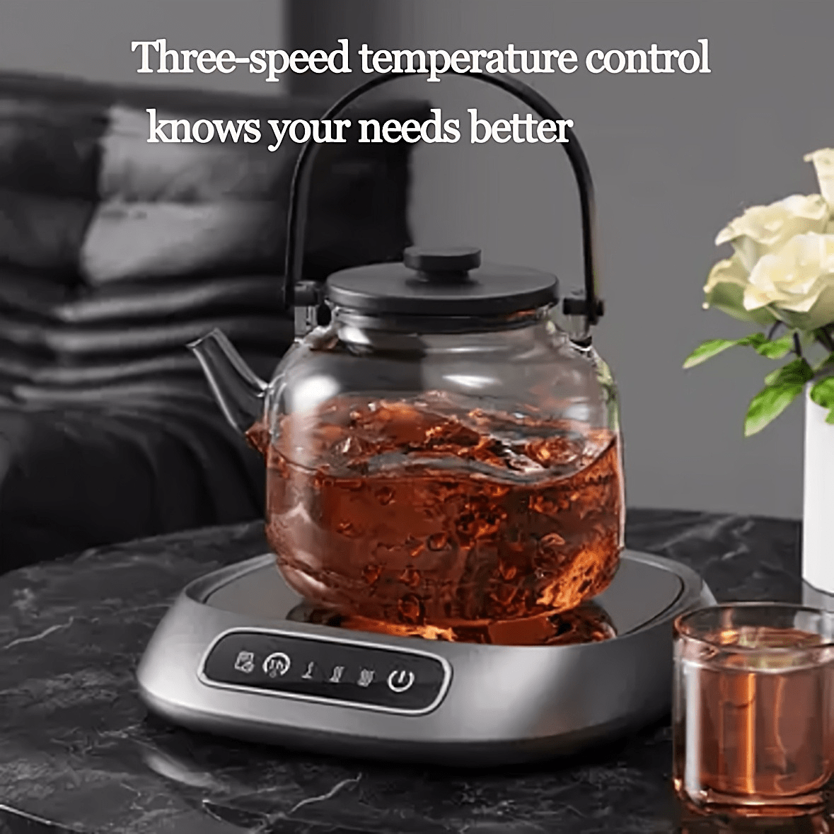 Touch Screen Heating Cup Mat USB Powered 3-Speed Temperature Control for Hot Drinks