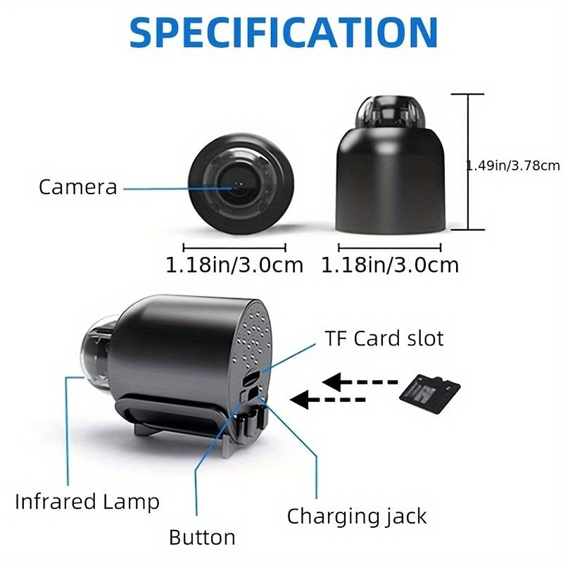 Mini Wireless Security Camera 480p Indoor Video Wi-Fi Motion Detection App Control