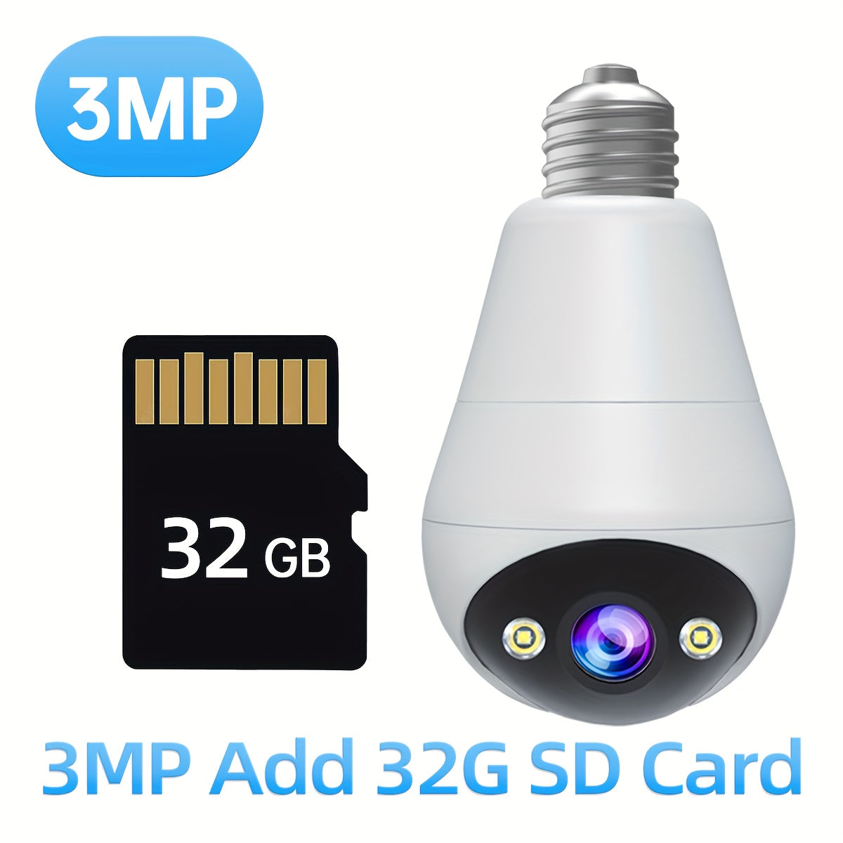 3MP Wireless Security Camera with Full Color Night Vision Two-Way Audio Motion Detection Light Bulb Design