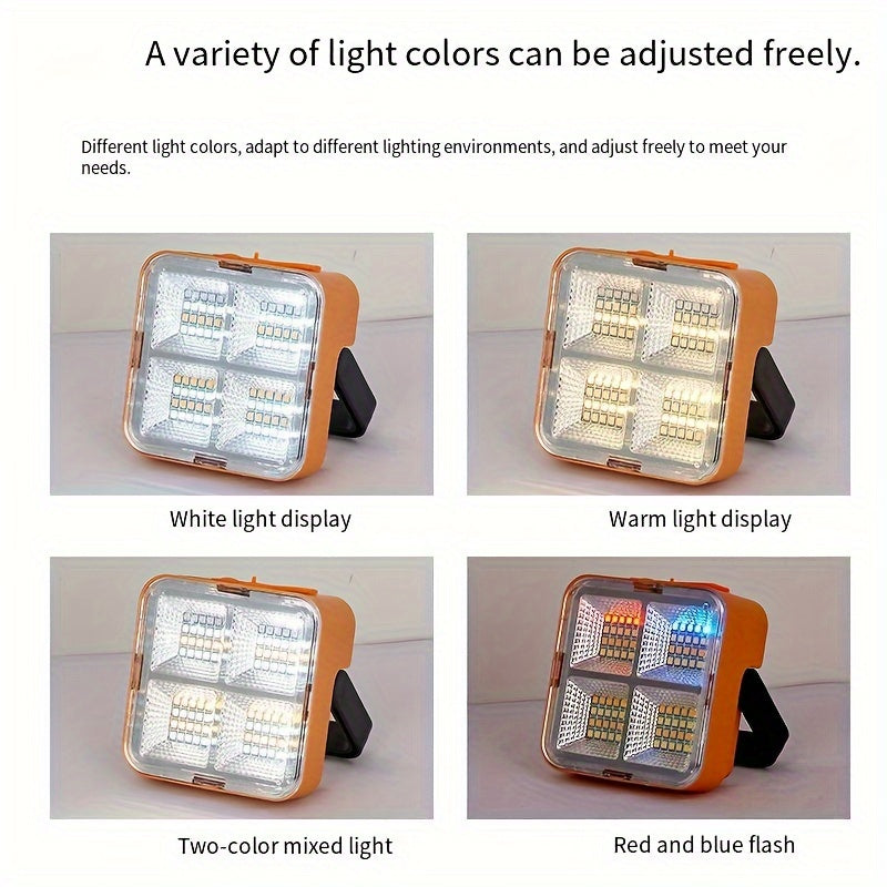 Portable Solar LED Floodlight with Magnetic Base 2400mAh Battery for Camping Fishing Emergency and Outdoor Work