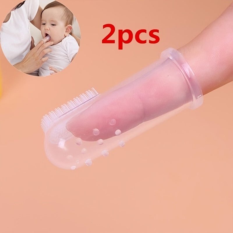 Silicone Baby Finger Toothbrush for Infants and Toddlers with Thumb Cover and Tongue Cleaner