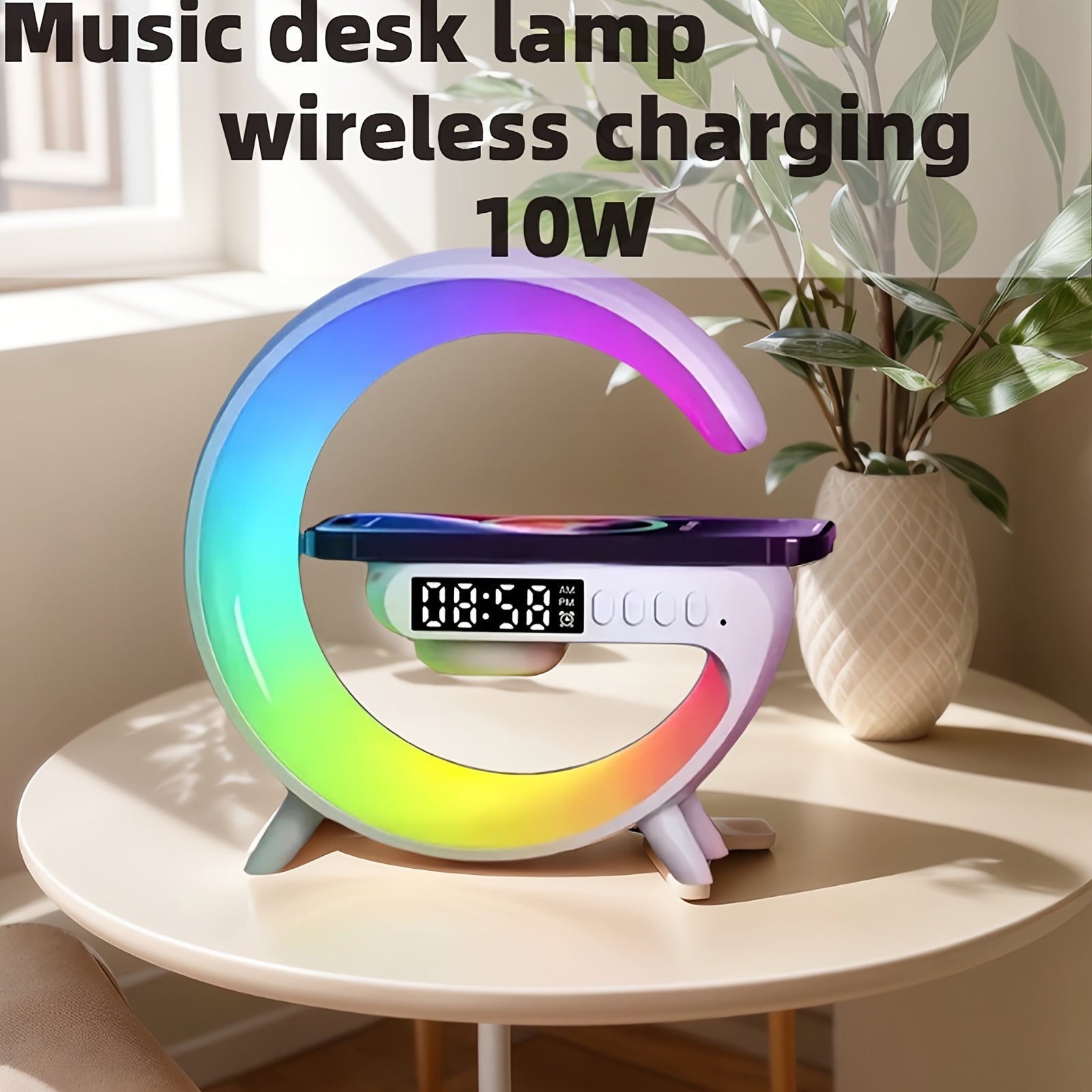 Smart LED Lamp with Wireless Speaker and Smartphone Charging for Music and Wake-up