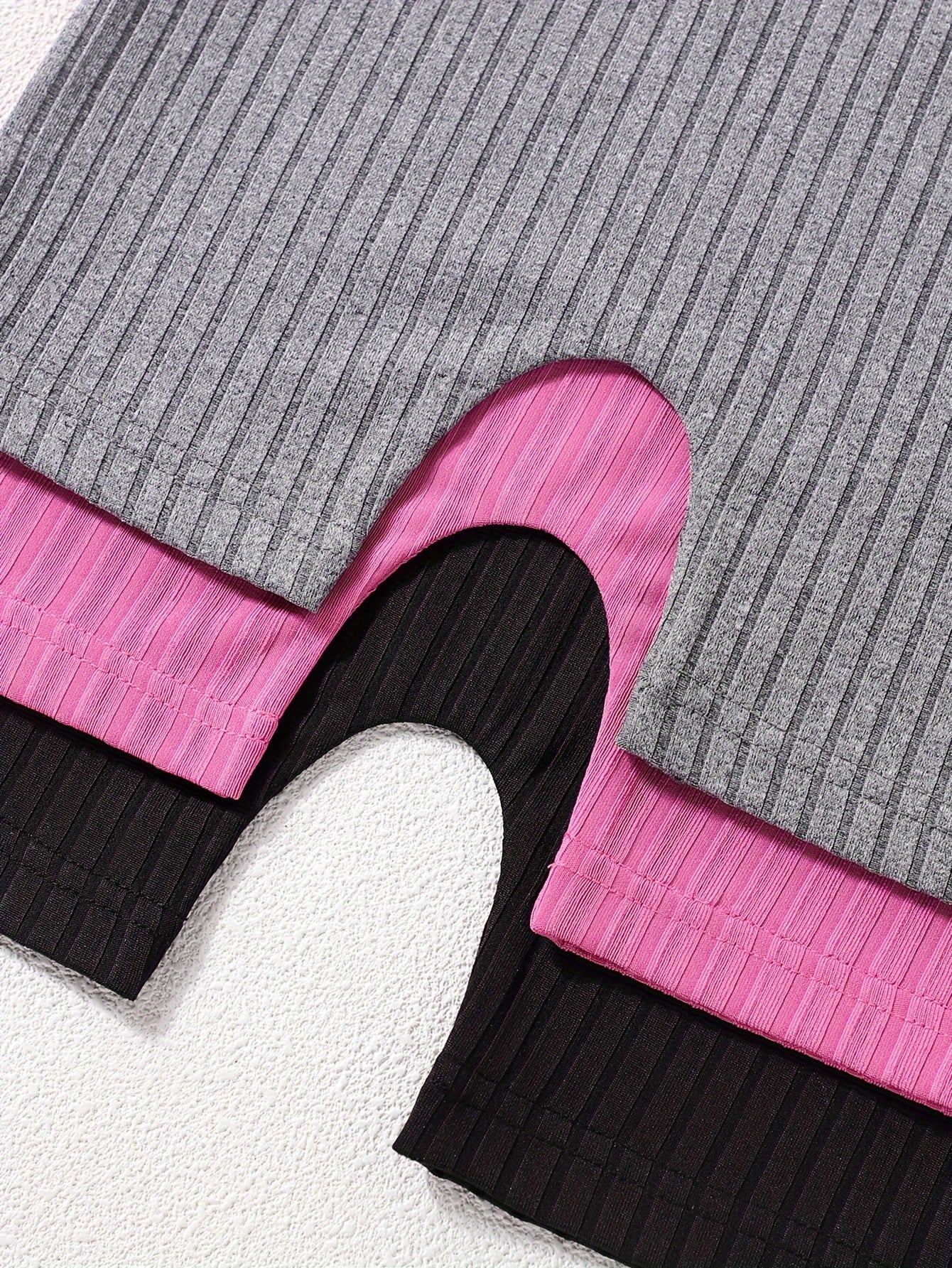 Летний комбинезон с рифлёной бретелью для девочек, 3 шт., однотонные цвета, повседневный уличный стиль