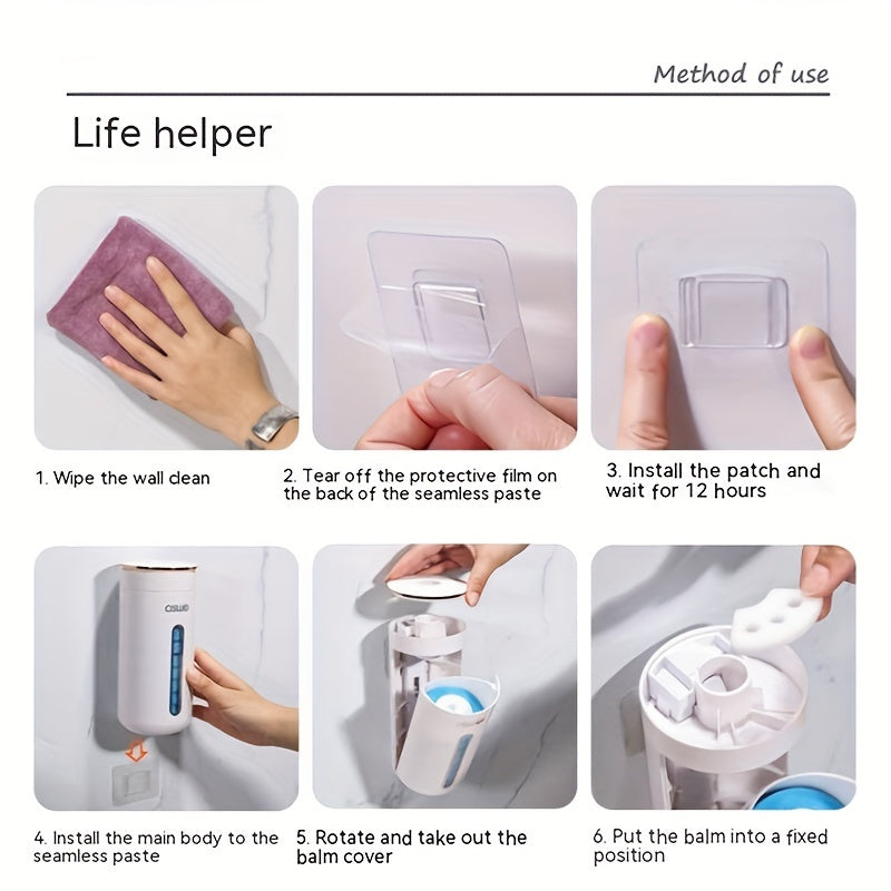 3-Piece Wall-Mounted Bathroom Accessories Set Adhesive No Holes Needed