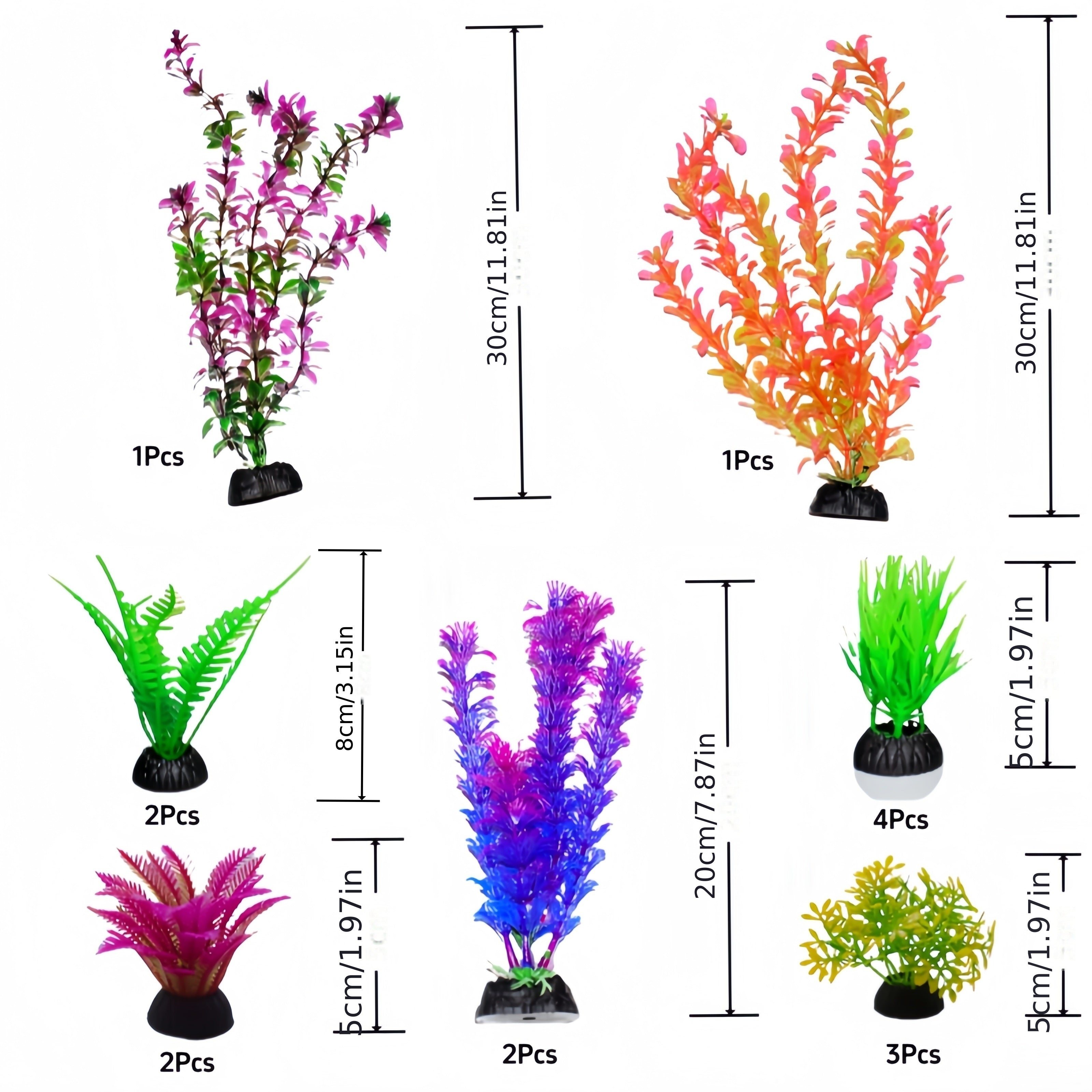 15-Piece Artificial Aquarium Plants Set Non-Toxic PE for Fish Tanks and Aquariums