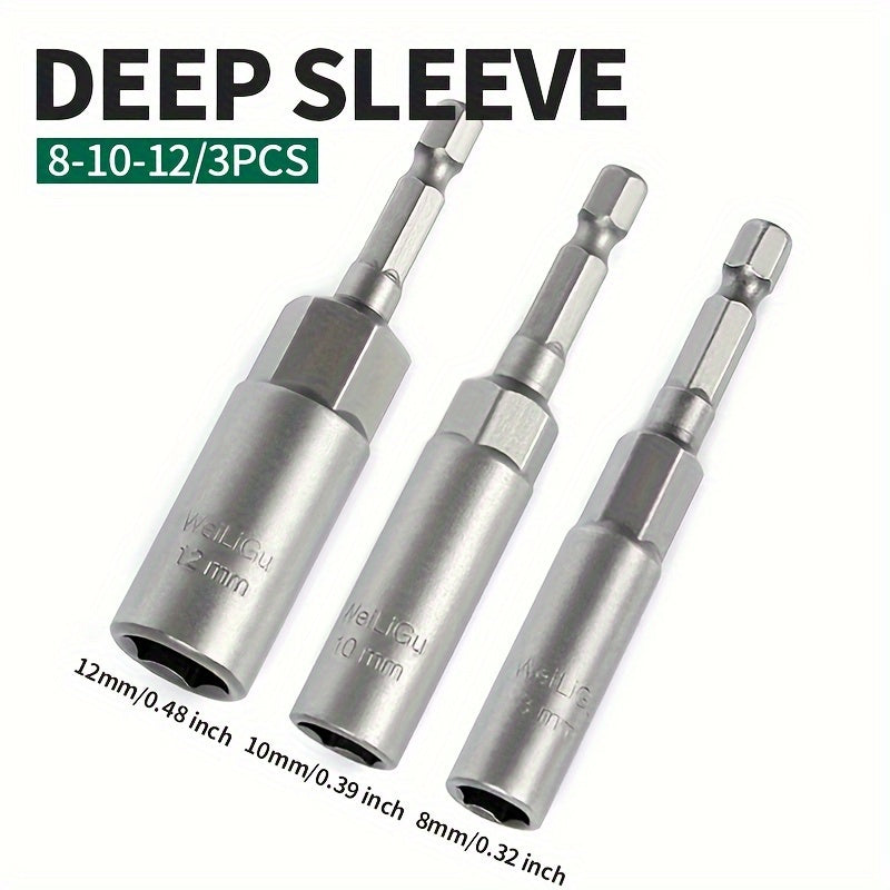 Juego de llaves de vaso profundo de 30mm, acero de vanadio cromado, llave hexagonal extendida, no magnética