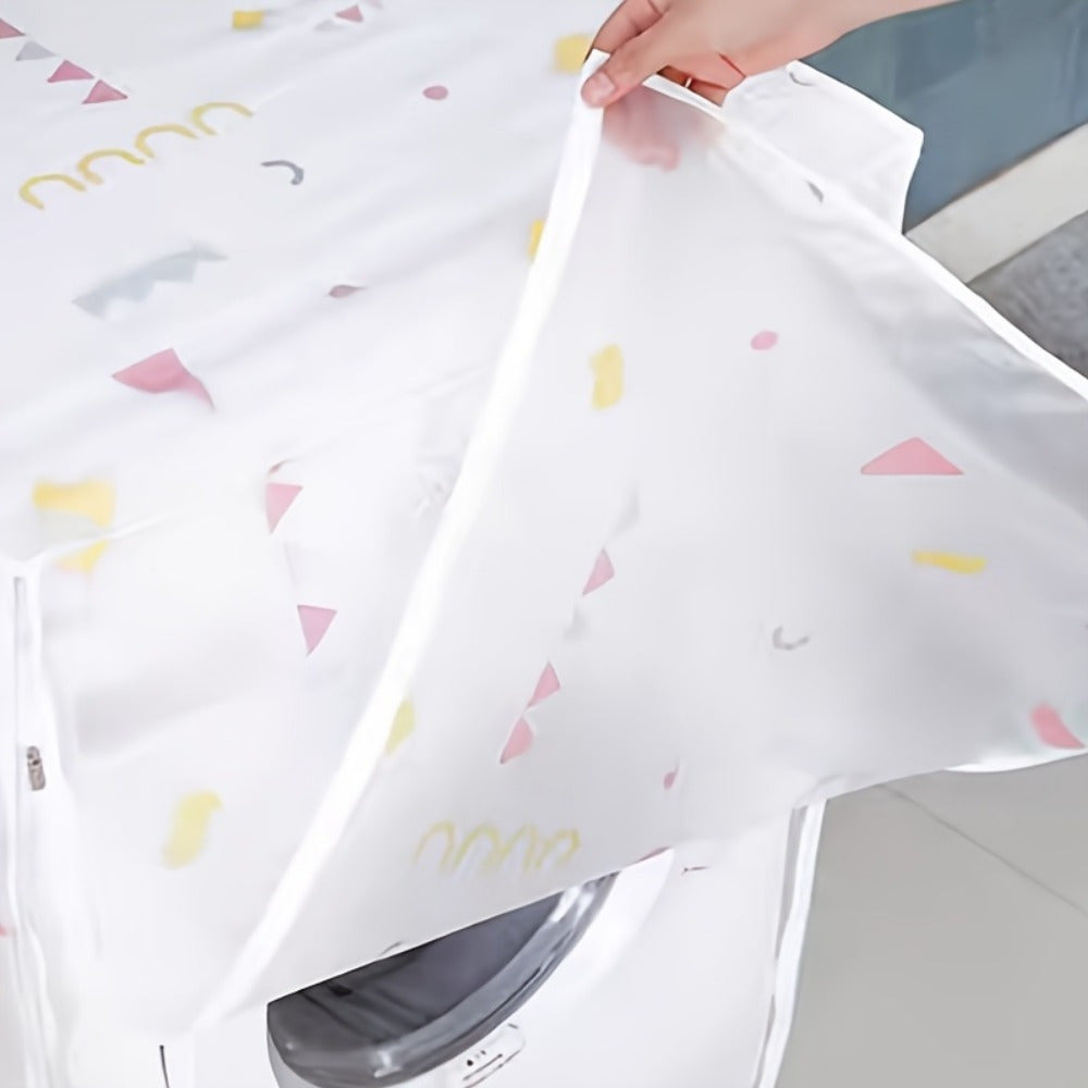 Ko'p maqsadli Kir yuvish mashinasi qopqog'i - Suv va quyoshga chidamli, Changga qarshi, PEVA materialidan tayyorlangan, Barcha modellarga mos, To'rtburchak shakli, Bosma dizayn, Kir yuvish uchun zarur, Kir yuvish sumkalari bilan birga