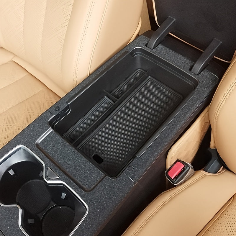 Car Interior Armrest Storage Tray with Divided Layers Durable ABS for Sedan