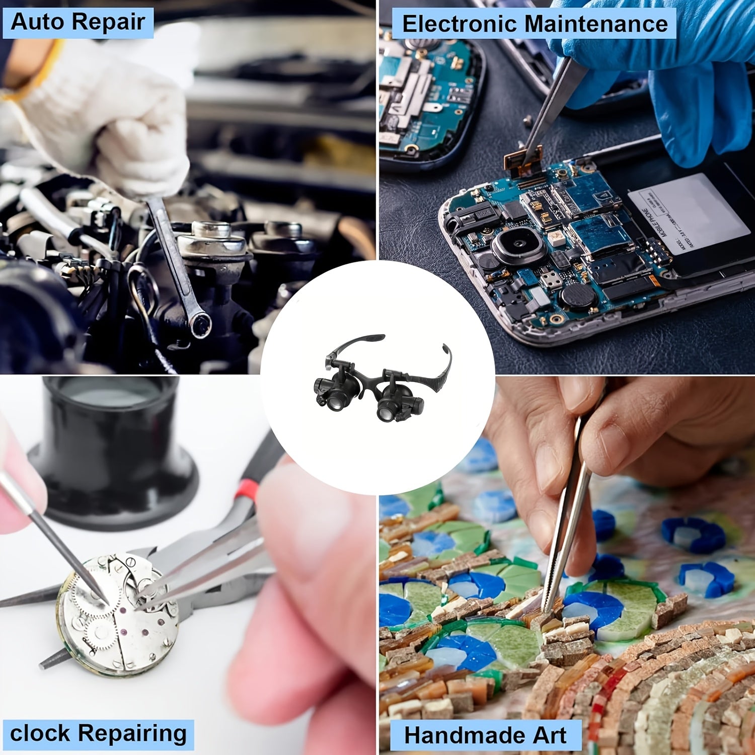 Jewelry Magnifying Glass with Four High-Power Lenses for Watch Repair