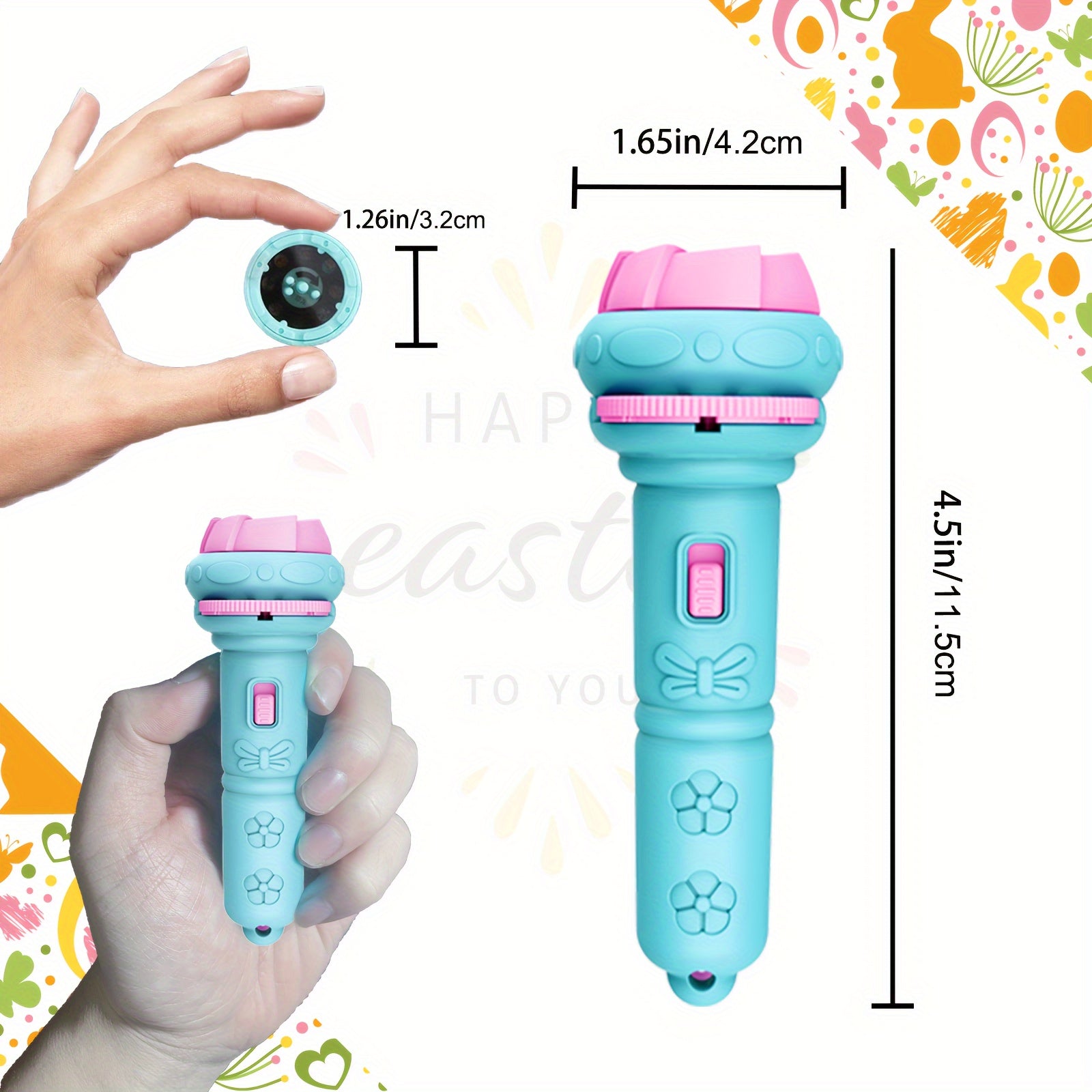 Easter Projection Flashlight Battery-Powered ABS Plastic Bunny Egg Pattern Purple Blue Decoration