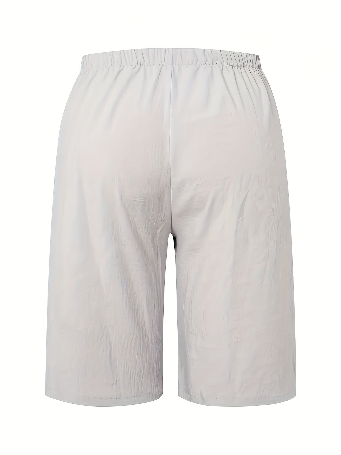 Women's Plus Size Pocket Straight Pants Set Casual Elastic Waist Solid Color