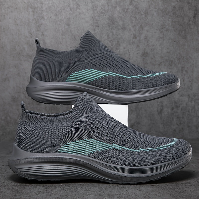 Men's Slip-On Knit Sneakers with Breathable Fabric and Non-Slip Soft Soles