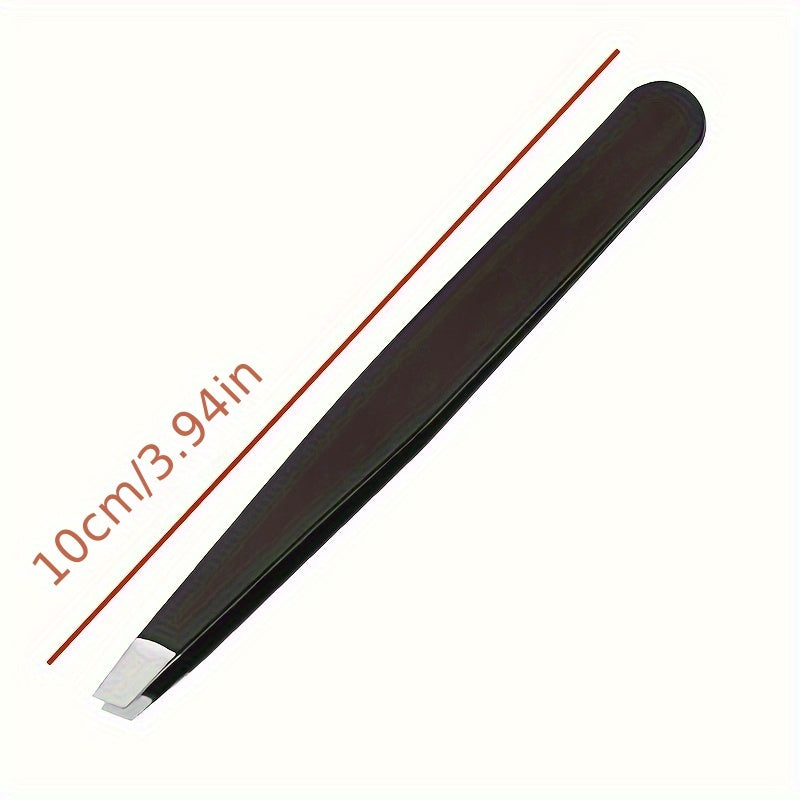 Unisex Precision Tweezer Hair Plucker Slant Tip for Eyebrow Grooming Black