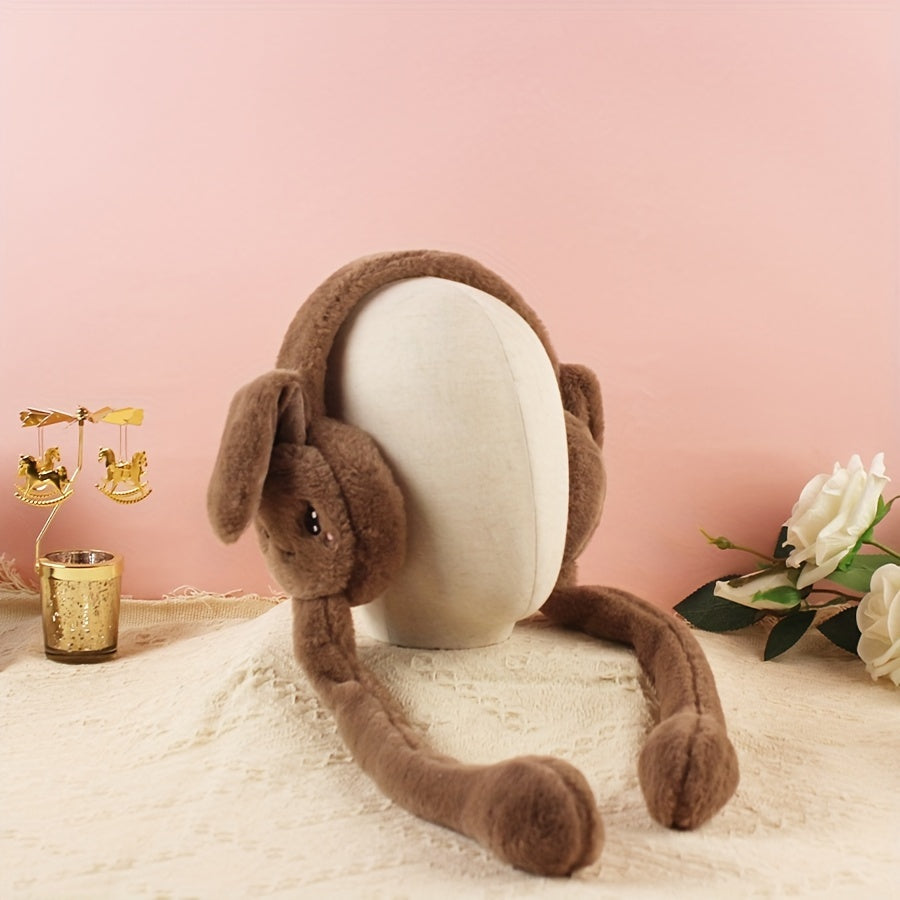 Soft Knitted Bunny Ear Ear Warmers, Stretchable Polyester, Hand Washable, Cozy Ear Protection