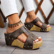 Women's Wedge Slide Sandals Open Toe Vintage Summer Comfortable