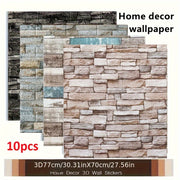 10pcs 70cmX77cm 3D Brick Wall Panels Self-Adhesive Waterproof for Home Decor