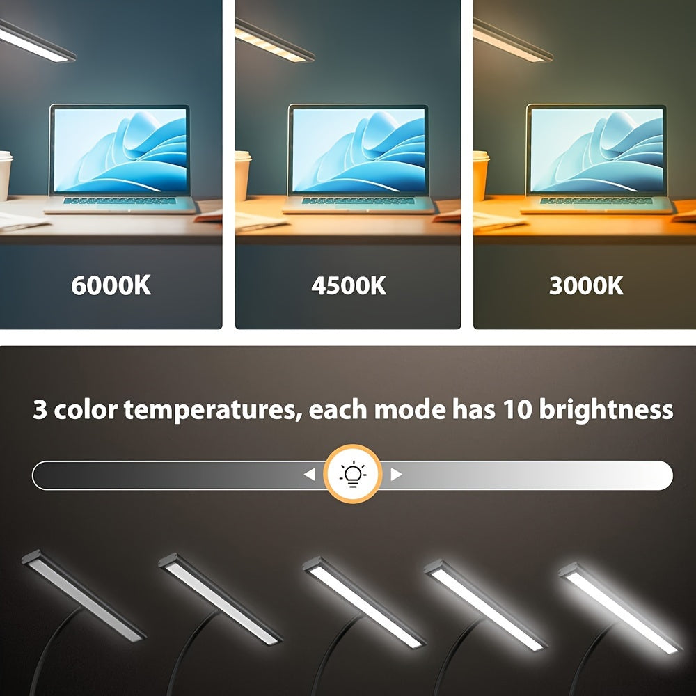 Dimmable LED Desk Lamp with Flexible Gooseneck Clamp for Home Office Reading and Work