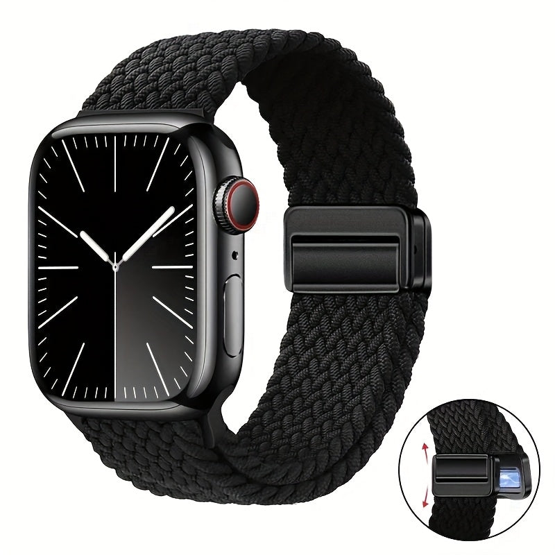 Nylon Watch Strap for Apple iWatch Series 1-9 Magnetic Snap Buckle Loop Compatible with 38mm to 49mm Sizes