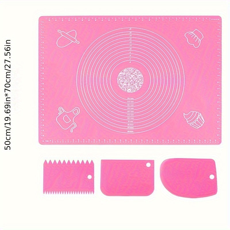 Silicone Pastry Mat Set Non-Stick Baking Mat Counter Mat Dough Board