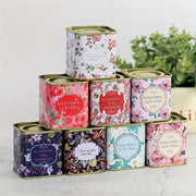 Decorative Floral Tea Storage Tin Square Canister Airtight Lid Food Safe